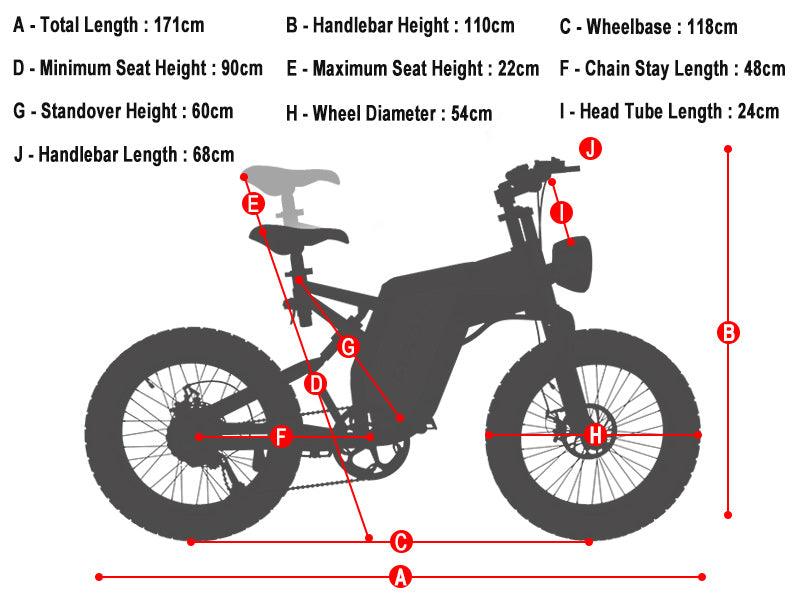 GUNAI MX25 1000W 20Inch Off-road Fat Tire Moutain Electric Bike