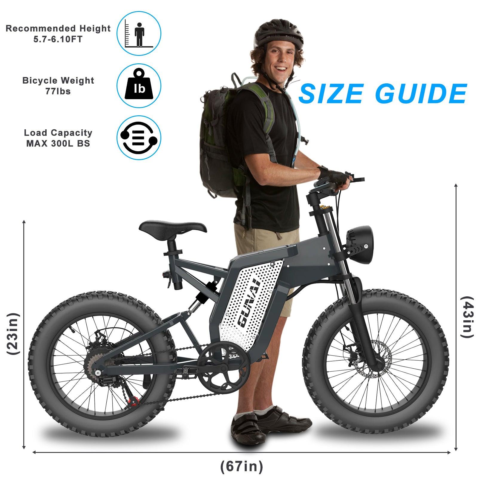 GUNAI MX25 1000W 20Inch Off-road Fat Tire Moutain Electric Bike