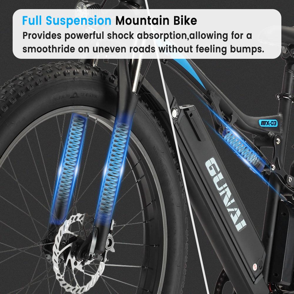 GUNAI MX03 1000W Dual Shock Absorption Fat Bike Electric Mountain Bike