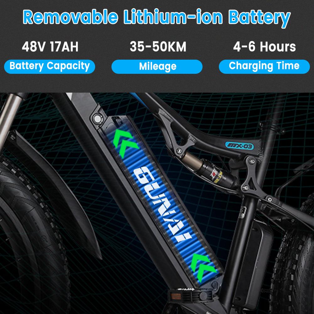 GUNAI MX03 1000W Dual Shock Absorption Fat Bike Electric Mountain Bike